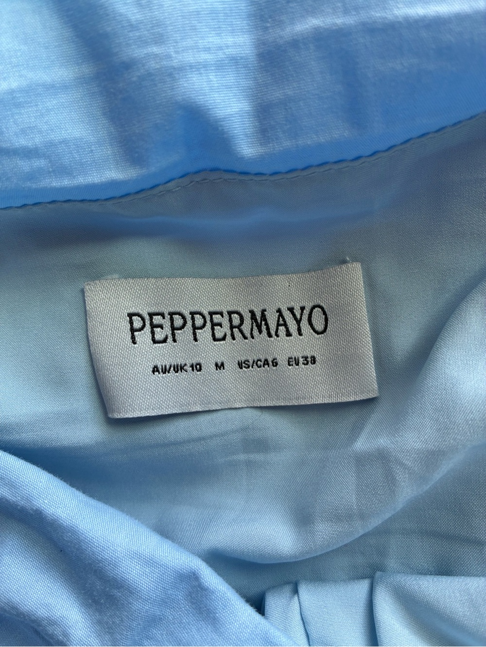 Peppermayo Strapless Ruched Light Sky Blue Maxi Dress size Medium - Picture 4 of 9
